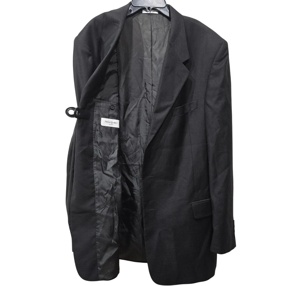 Yves Saint Laurent Men Gray Virgin Wool 3 Button Suit Made in Italy 44L 38Wx31L